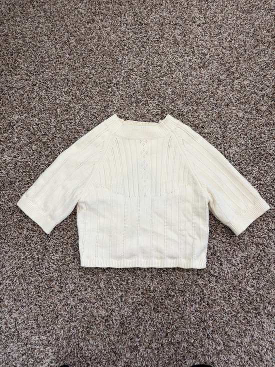 Free People Tops - Free People Cream Knit Crop Sweater Top